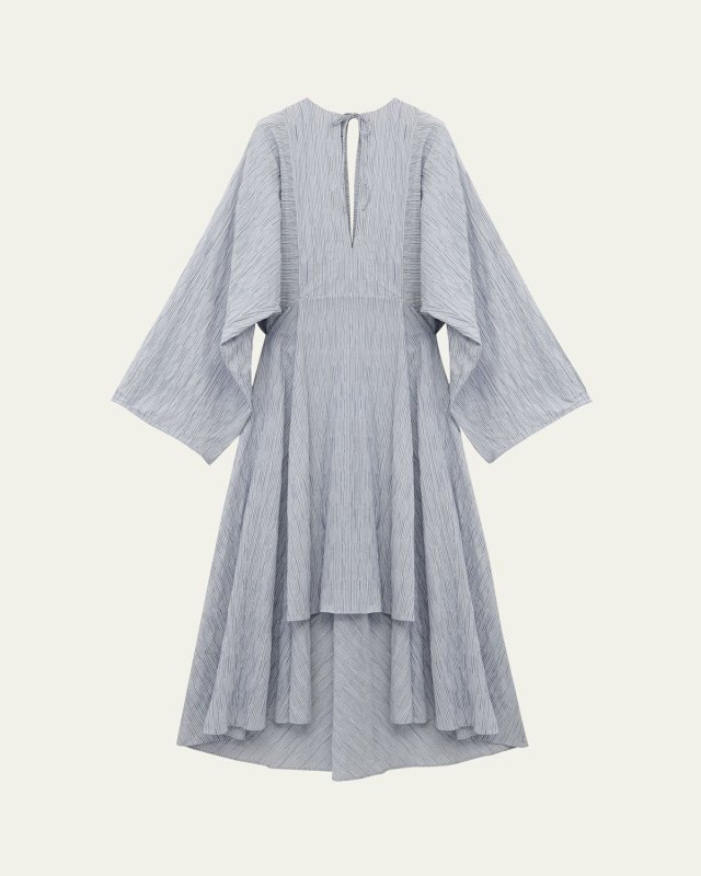 Striped Cape Sleeve Caftan Dress